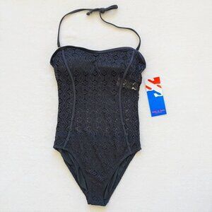 Sun & Sea One Piece Swim Suit Women's Size 14 Gray Lace